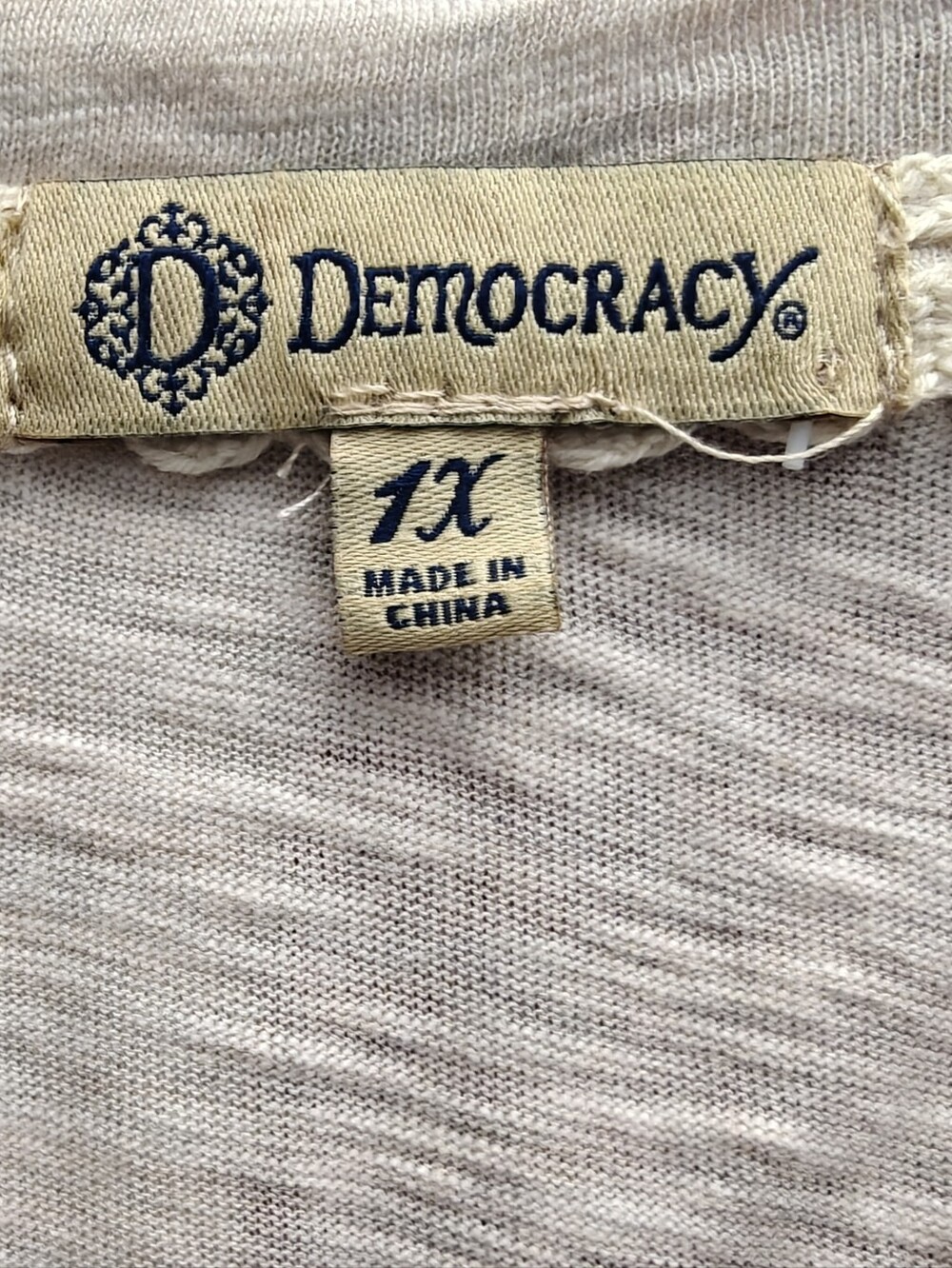 Democracy Beige Tee with Dachshund Skateboard Graphic, Size 1X - Picture 3 of 6